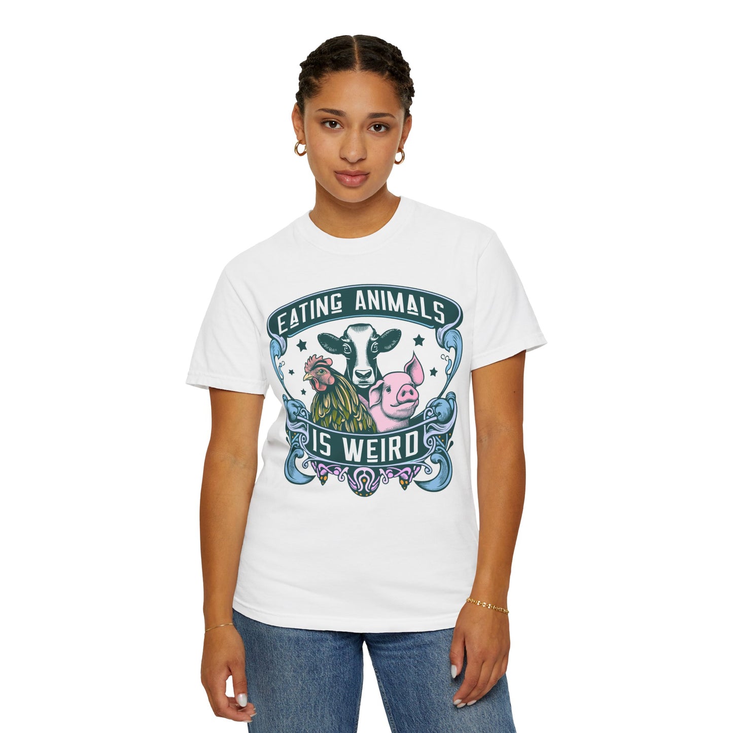 Eating Animals is Weird Vegan T-Shirt in Blues and Greens {Unisex}