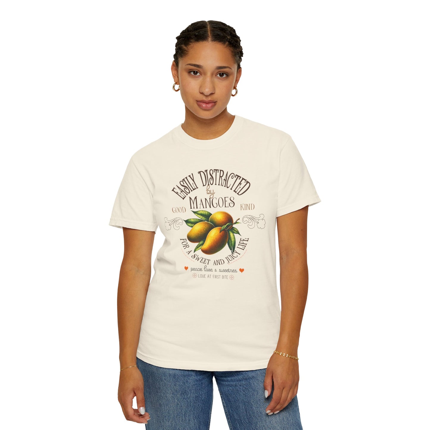 Easily Distracted by Mangoes Vegan Tee in Light Colors {Unisex}