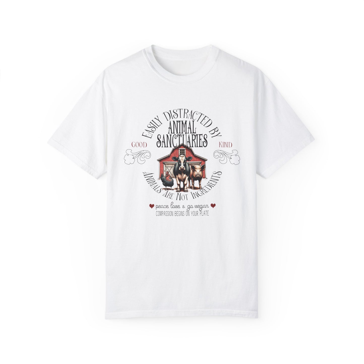 Easily Distracted by Animal Sanctuaries Vegan Tee Shirt in Light Colors {Unisex}