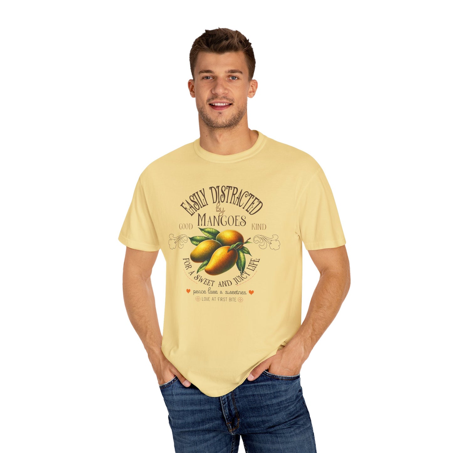 Easily Distracted by Mangoes Vegan Tee in Light Colors {Unisex}