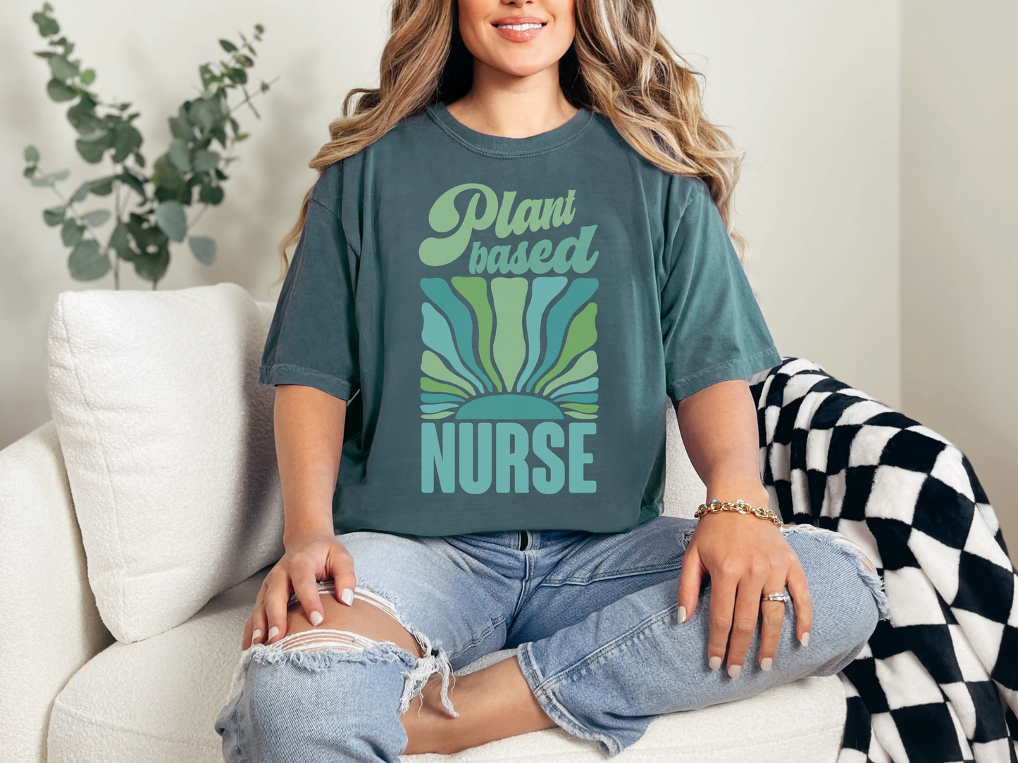Plant Based Nurse Vegan Tee Shirt in Lights and Blues {Unisex}