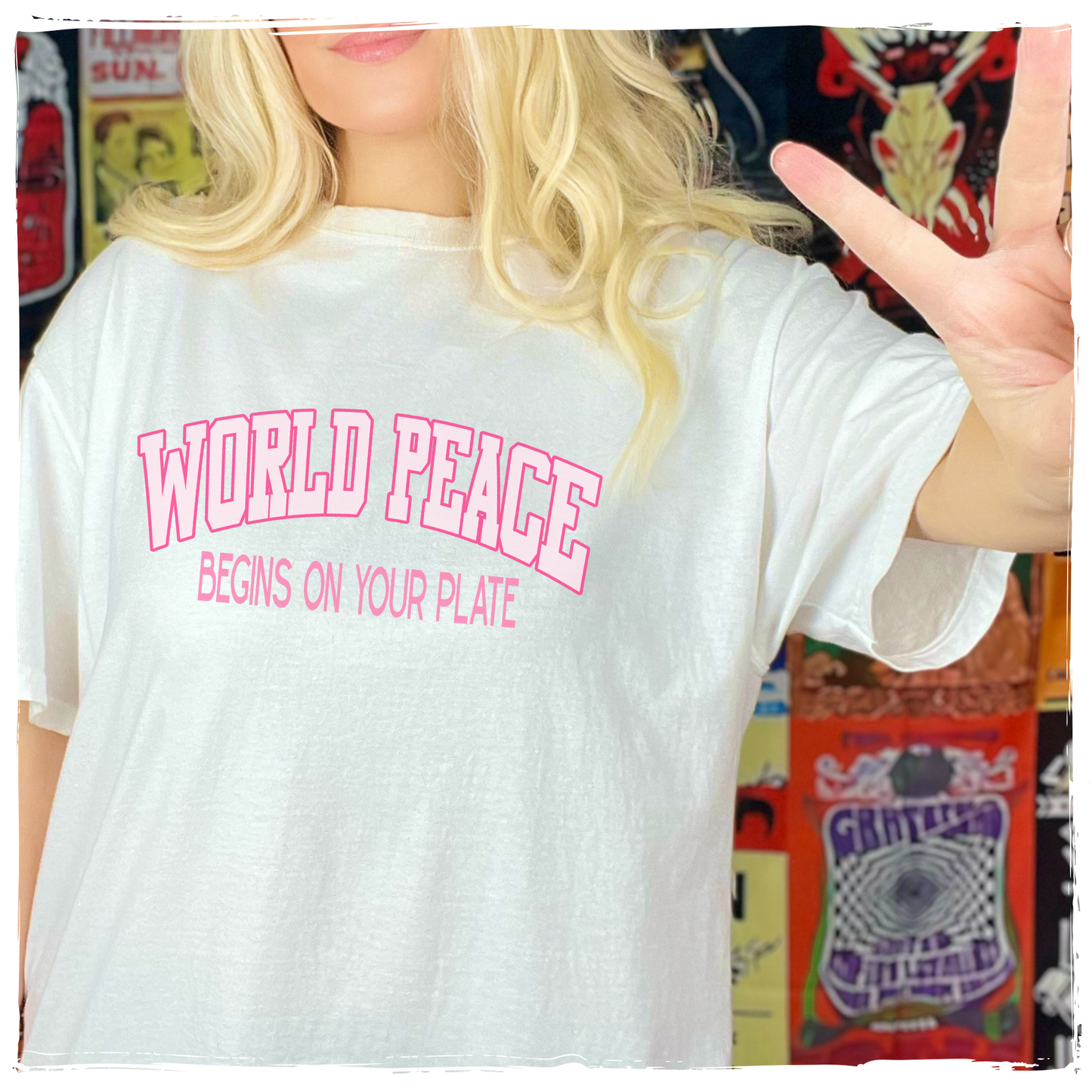 World Peace Begins on Your Plate Vegan T-Shirt {Unisex}